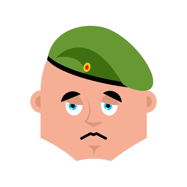 Russian soldier sad emoj. Airborne troops sorrowful emotions. Pa — Stock Vector