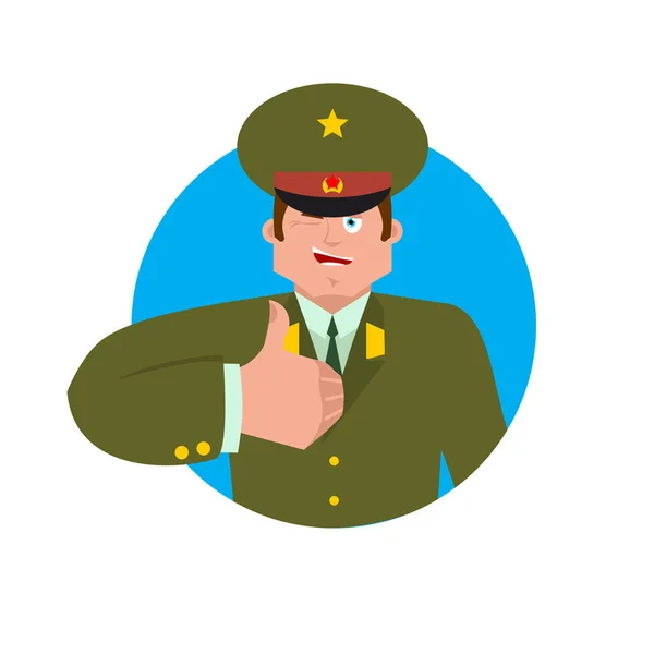 Orosz tiszt remek, és szempillantás. Katona boldog emoji. Rendeltetésű — Stock Vector