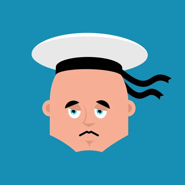 Sailor sad emoji. Russian soldier seafarer sorrowful emotions av — Stock Vector
