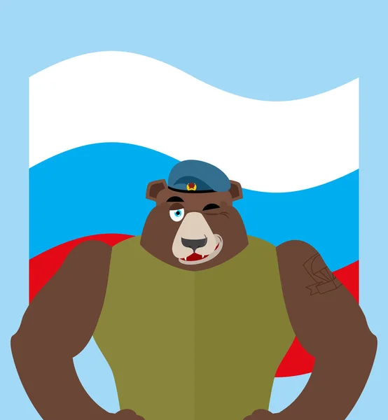 23 лютого. Ведмідь захисник російських солдатів. Захисник Fatherl — стоковий вектор