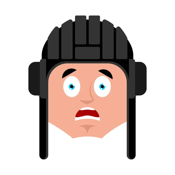 Tankman scared OMG emoji. Russian soldier Oh my God emotion avat — Stock Vector