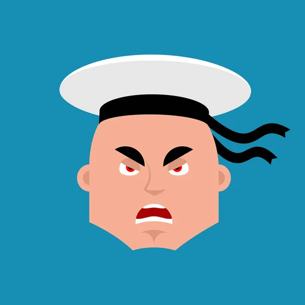 Sailor angry emoji. Russian soldier seafarer evil emotions avata — Stock Vector