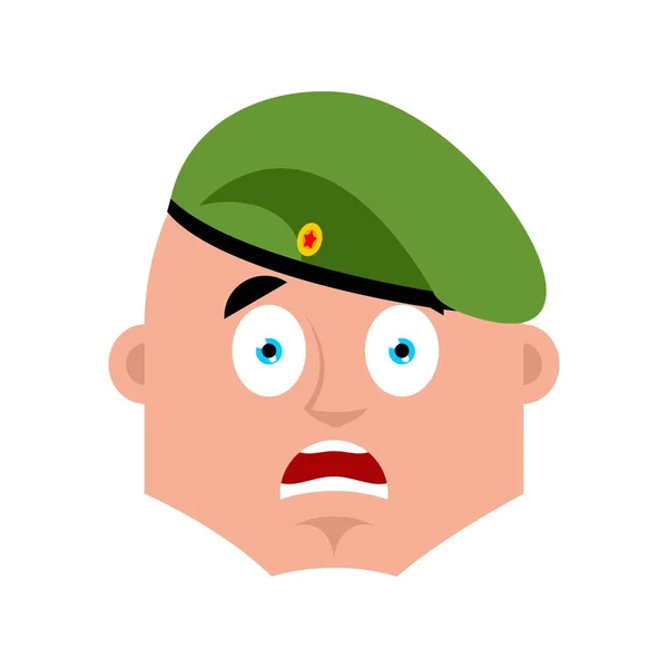 Soldat russe peur OMG emoj. Troupes aéroportées Oh mon Dieu emoti — Image vectorielle