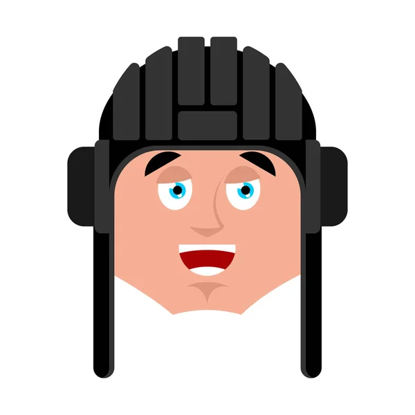 Tankman happy emoji. Russian soldier merry emotion avatar. Tankm — Stock Vector