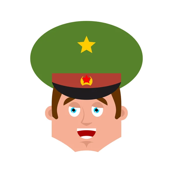 Rus subay mutlu emoji. Asker neşeli duygu avatar. Joyfu — Stok Vektör