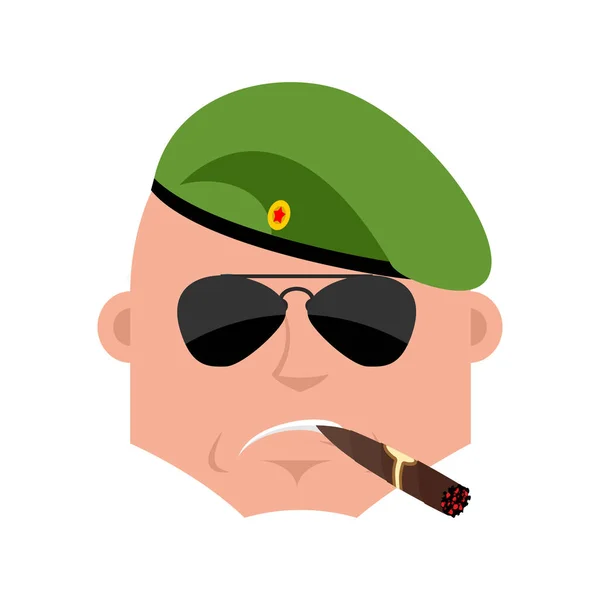 Soldat russe Cool avatar sérieux des émotions. Troupes aéroportées — Image vectorielle