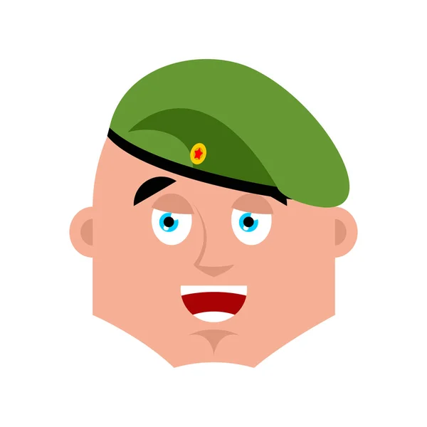 Russian soldier happy emoji. Airborne troops merry emotion avata — Stock Vector