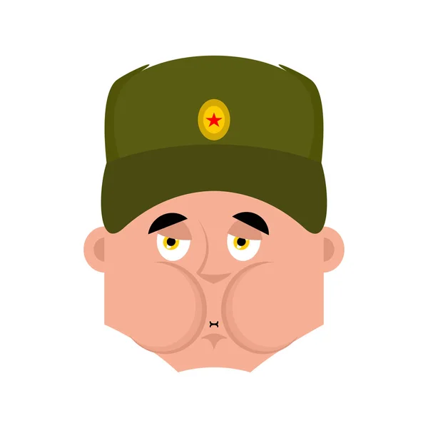 Rus askeri hasta mide bulantısı emoji. Savaşçı mide bulandırıcı. Üzgün Milit — Stok Vektör