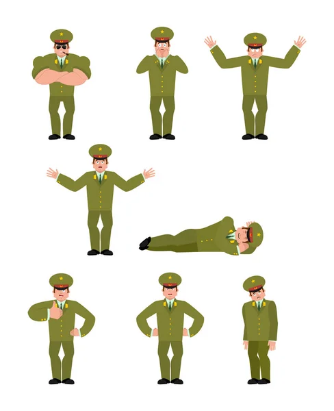 Orosz tiszt jelent meg. Boldog katona és a jóga. alvás és — Stock Vector