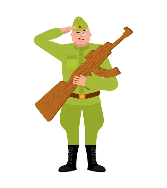 Russisches Soldaten- und Holzgewehrspielzeug. Militärurlaub in Russland. i — Stockvektor
