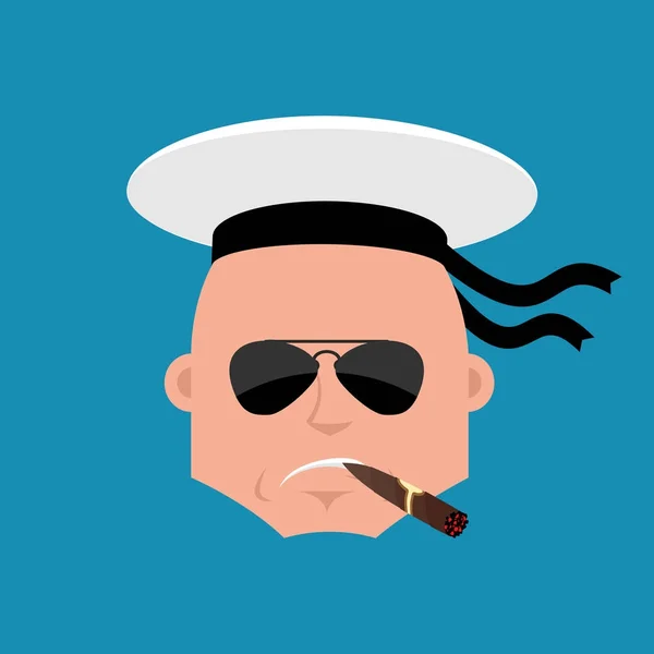 Marinaio Cool serio avatar emoji. Soldato russo smoki marittimo — Vettoriale Stock