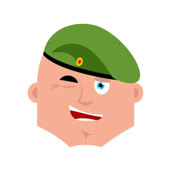 Russian soldier wink emoji. Airborne troops merry emotions. Para — Stock Vector