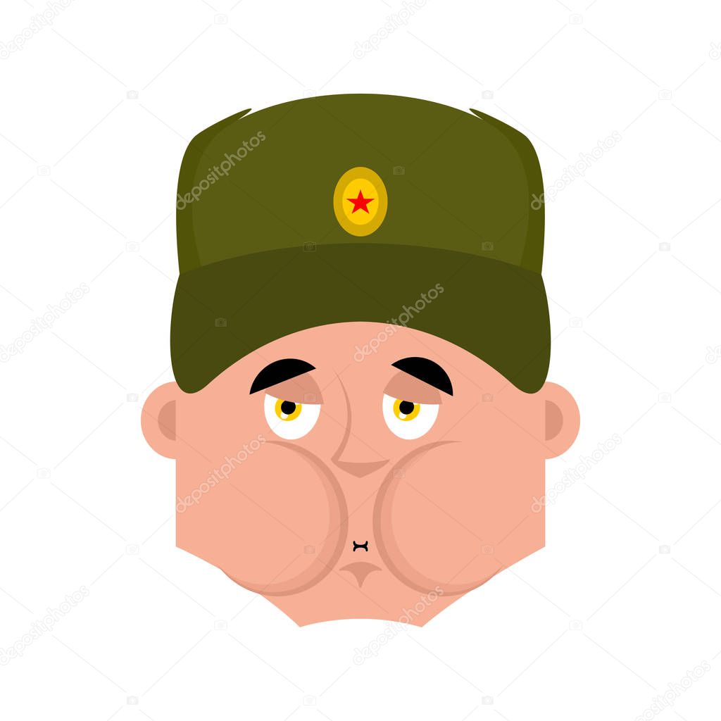 Russian soldier Sick Nausea emoji. Warrior Nauseating. Sad Milit