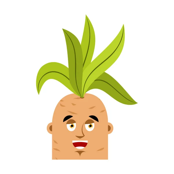 Mandrake raiz emoji feliz. Feliz planta mística lendária em para — Vetor de Stock