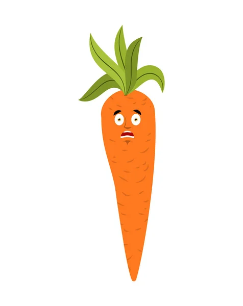 Carrot scared OMG emoji. Vegetable Oh my God emotion avatar — Stock Vector