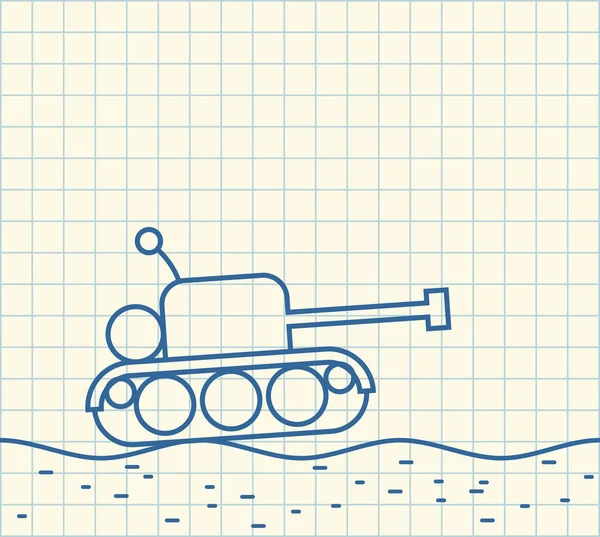 Skizzenpanzer. Zeichnung der Militärmaschine. Vektorillustration — Stockvektor