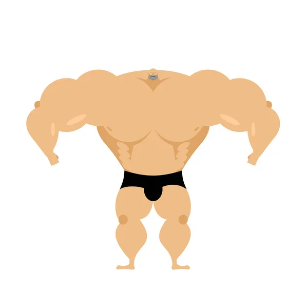 Bodybuilder is big with small head. Lot of muscle mass. Strong a — Stock Vector