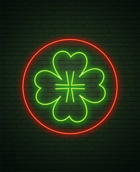 Patricks Day Neon znak i zielony mur. Realistyczne znak. NAT — Wektor stockowy