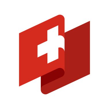 İsviçre bayrağı izole. İsviçre şerit afiş. Devlet sembolü