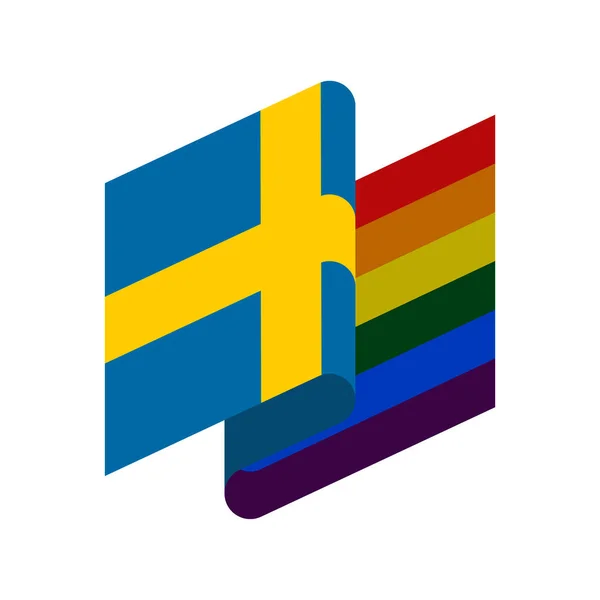 Sweden LGBT flag. Swedish Symbol of tolerant. Gay sign rainbow — Stock Vector