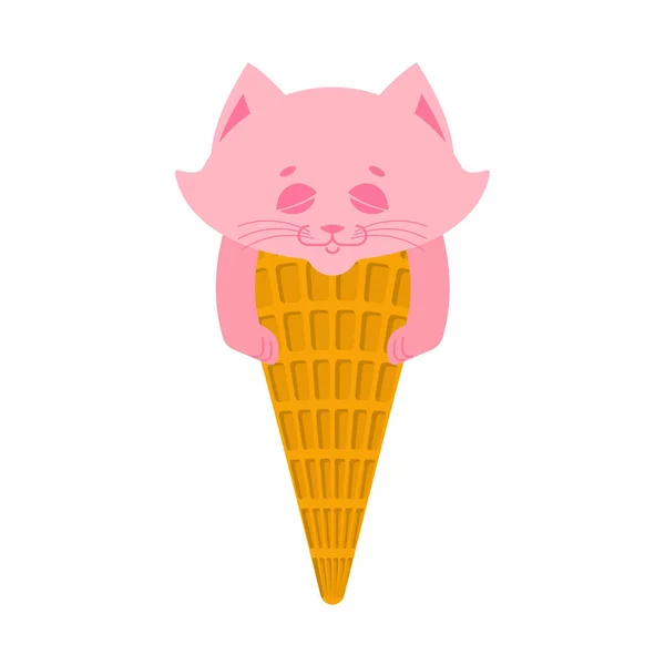 Кошка-мороженое. Котёнок это десерт. Корм для домашних животных — стоковый вектор