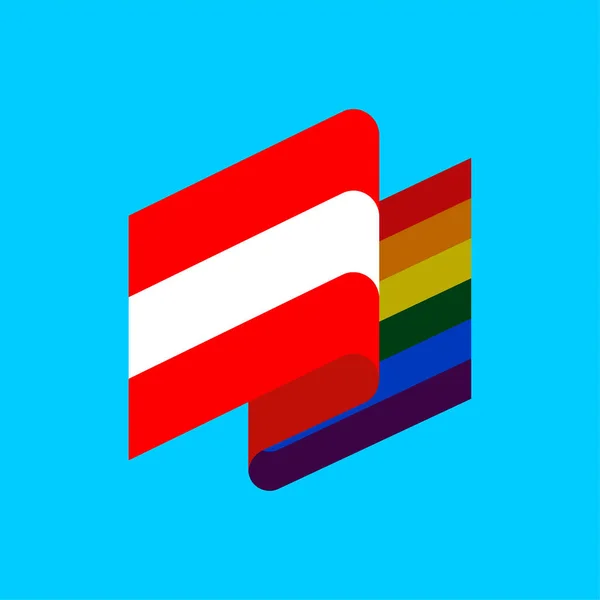 Austria Bandiera LGBT. Simbolo austriaco di tollerante. segno gay arcobaleno — Vettoriale Stock