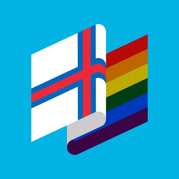 Faroe Islands LGBT flag. Symbol of tolerant. Gay sign rainbow — Stock Vector