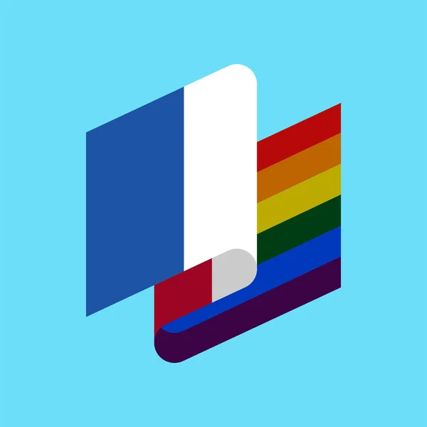 Frankrijk Lgbt vlag. Frans symbool van tolerant. Gay teken regenboog — Stockvector