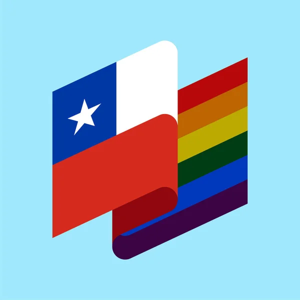 Bandera LGBT de Chile. Símbolo Chileno de tolerancia. gay signo arco iris — Vector de stock