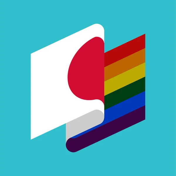 Japonya Lgbt bayrak. Japon sembolü hoşgörülü. Eşcinsel işareti gökkuşağı — Stok Vektör