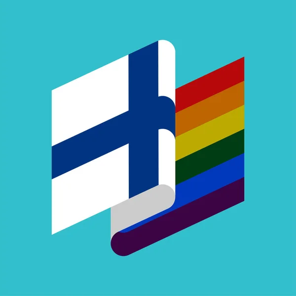 Finland LGBT flag. Finnish Symbol of tolerant. Gay sign rainbow — Stock Vector