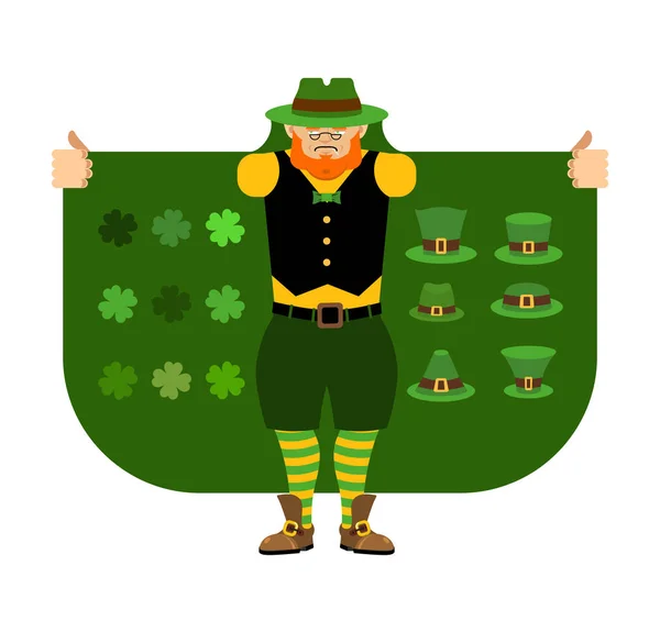 Szent Patrik napi. Manó csempész Shamrock és ünne — Stock Vector