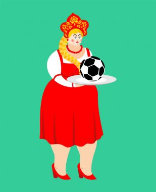 Rus kız ve futbol topu. Hoş geldiniz. Futbol Şampiyonası'na 