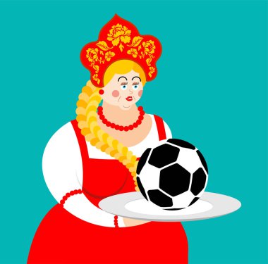 Rus kız ve futbol topu. Hoş geldiniz. Futbol Şampiyonası'na 