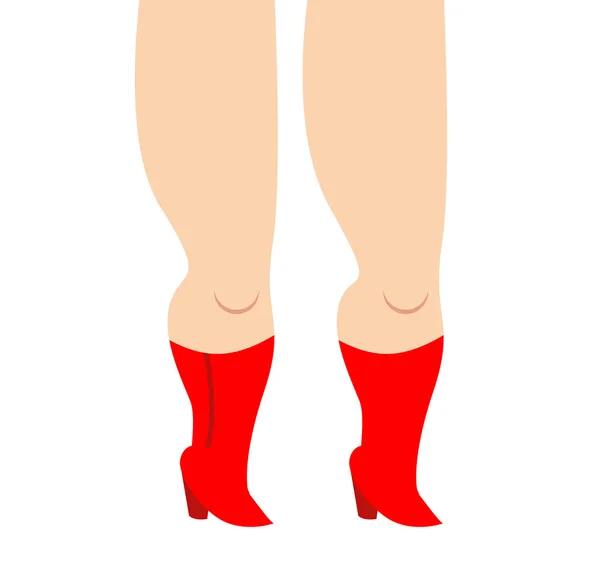 Ženské nohy v červené boty, samostatný. Vektorové ilustrace — Stockový vektor