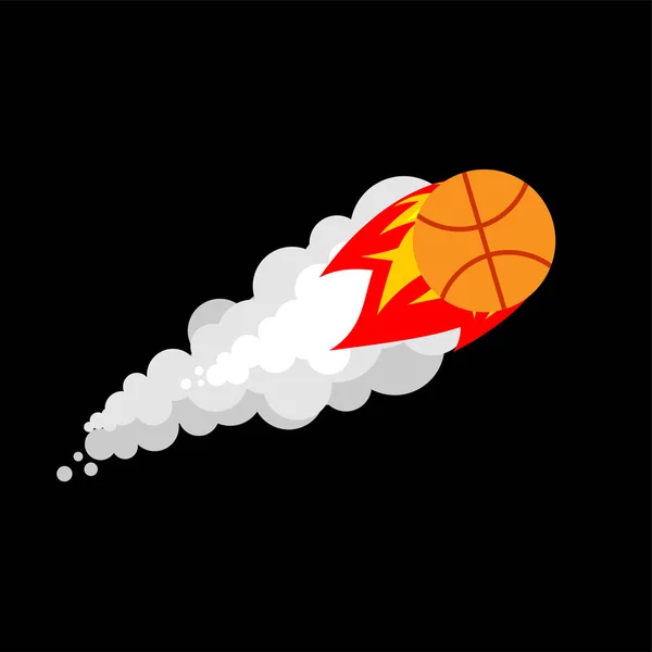 燃えるようなバスケット ボールが分離されました。飛行ゲーム ボール — ストックベクタ