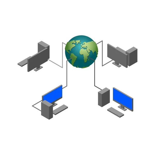 World Computer network. Computational technologies. Earthand pc — Stock Vector