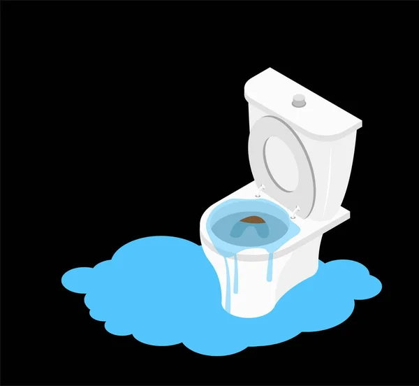 Toilette verstopft Isometrie. Leckage-Kanalisierung. Wurf im WC — Stockvektor