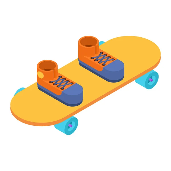 Sneakers op skateboard isometrische stijl. Skateboarder vector illu — Stockvector