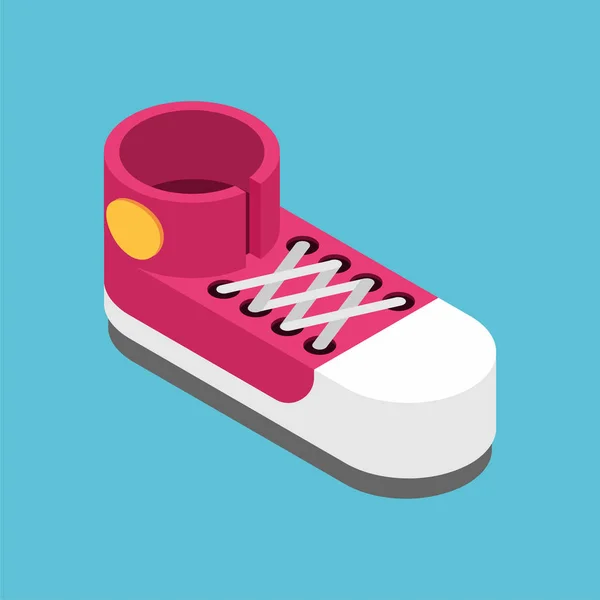 Zapatillas de deporte de estilo isométrico rojo. Zapatos deportivos aislados. Vector illus — Archivo Imágenes Vectoriales