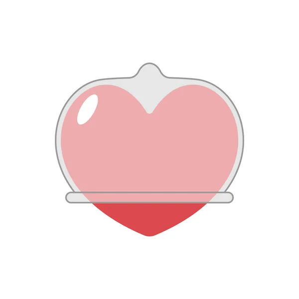 Amor protegido. Corazón en condón. Ilustración vectorial — Vector de stock