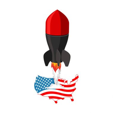 Füze ve ABD. Amerika ve askeri roket Haritası. Savaş vektör 