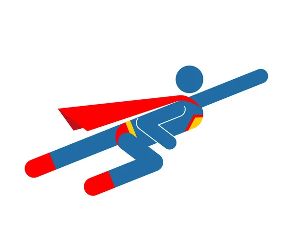 Süper kahraman piktogram. Süper kahraman işareti simgesi. Adam uçan kutsal kişilerin resmi. Gu — Stok Vektör