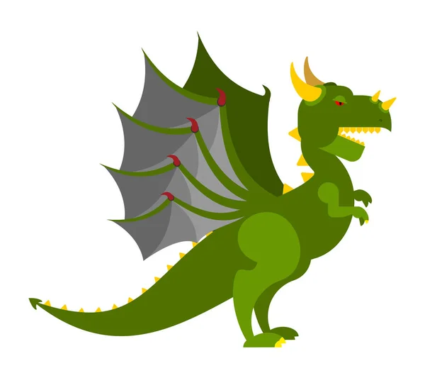 Green Dragon isolated. Mythical Monster with wings. Terrible hug — Stock Vector