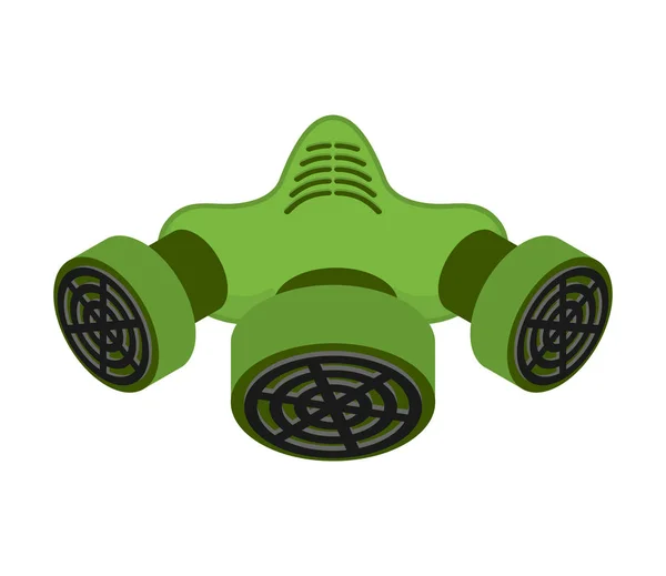 Respirador aislado. Máscara de gas verde. Ilustración vectorial — Vector de stock