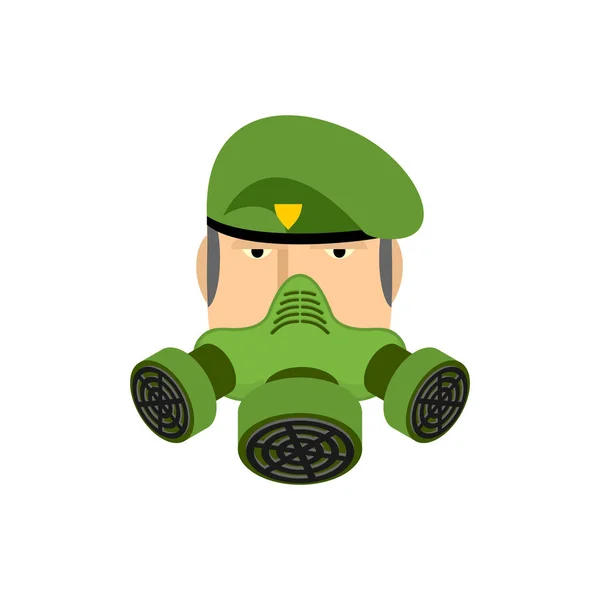 人工呼吸器の兵士。軍事と防毒マスク緑。ベクトル illus — ストックベクタ