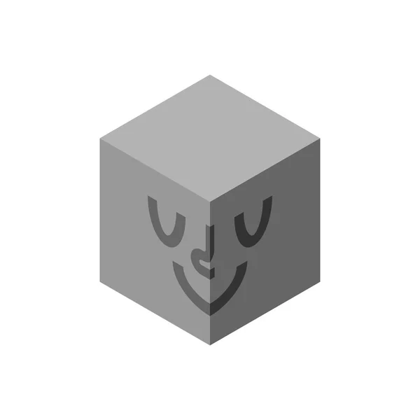 Símbolo da cabeça do cubo. rosto abstrato logotipo do negócio — Vetor de Stock