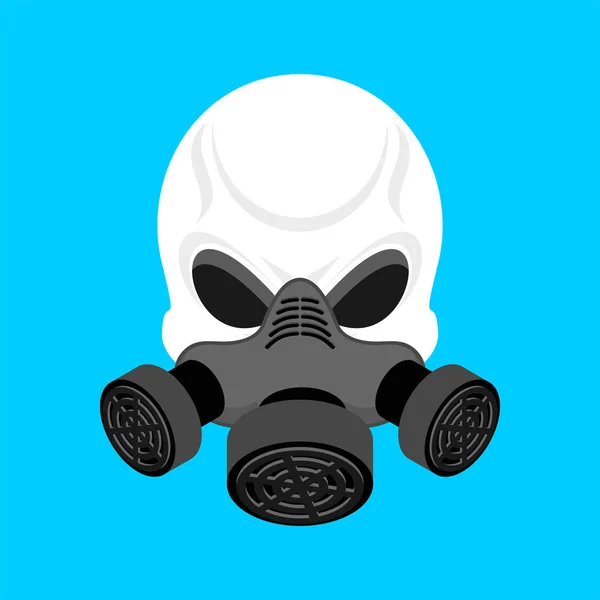 Schedel in gasmasker. Skelet hoofd en gasmasker groen. Vector il — Stockvector