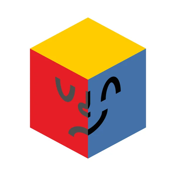 Κύβος κεφάλι σύμβολο. πρόσωπο αφηρημένη λογότυπο επιχείρησης — Διανυσματικό Αρχείο