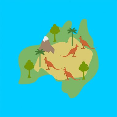 Avustralya harita flora ve fauna. Hayvanlar ve bitkiler üzerinde anakara. V